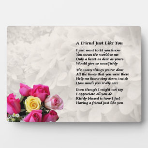 Photo Design rose - Poème d'ami - plaque