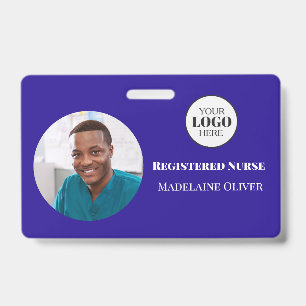 Photo d'identité d'infirmière Badge Logo Bleu Simp