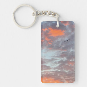Photo d'oiseau volant nuages roses ciel
