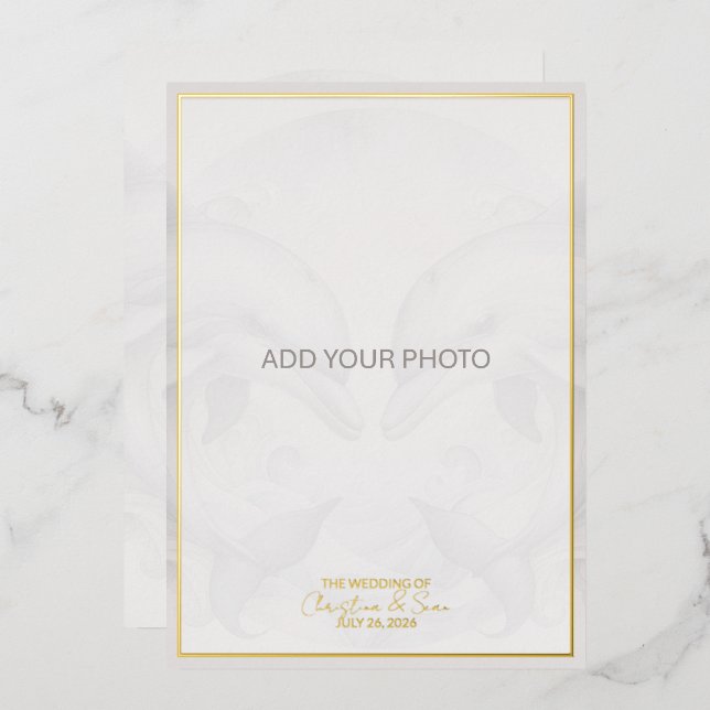 Photo Dolphin Real Foil Faire-part de mariage (Recto/Verso)
