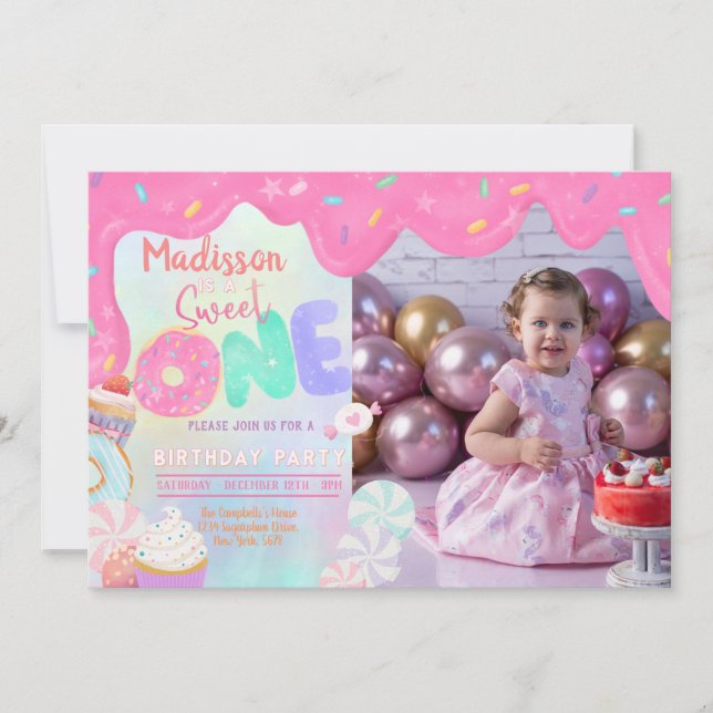 Photo Donut Sweet One Invitation (Devant)