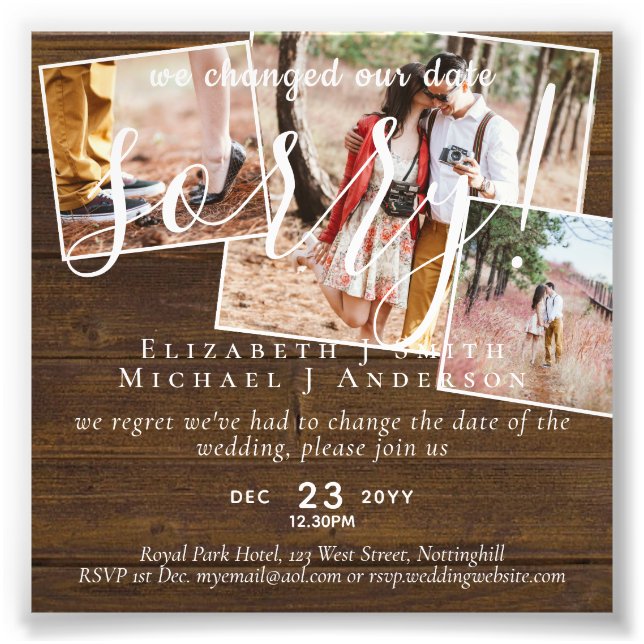 PHOTO du budget Changement de plan Nouvelle date r (Devant)