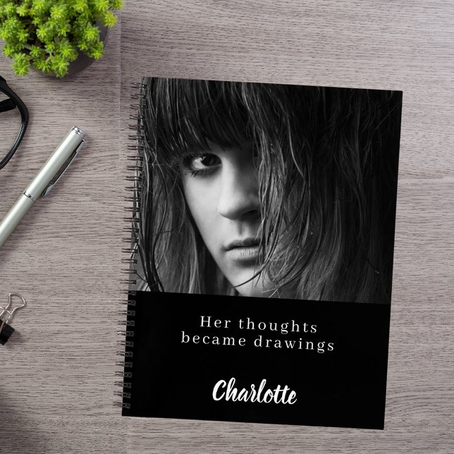 Photo du carnet de croquis citation noir blanc (Créateur téléchargé)