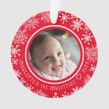 Photo du premier Noël de bébé Flocons Rouge