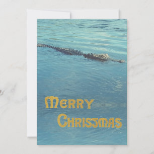 Photo d'un alligator dans l'eau carte de Noël