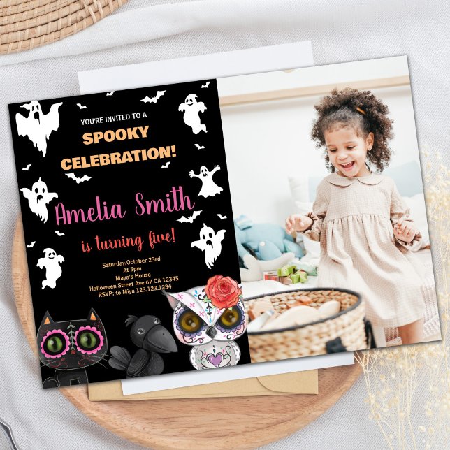 Photo Éffrayant Black Halloween Invitations d'anni (Photo Spooky Black Halloween Birthday Invitations)