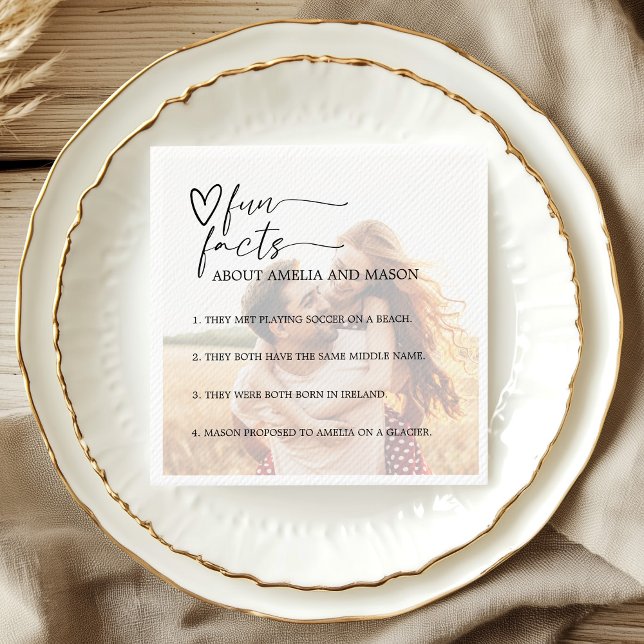Photo Elegant Fun Facts Wedding Serviette (Photo Elegant Fun Facts Wedding Napkins)