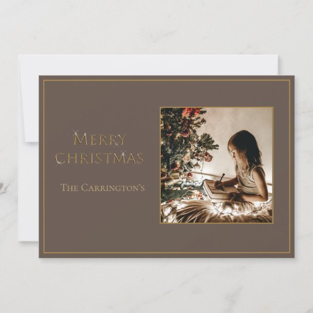 Photo Elegant Gold Joyeux Noël Carte (Devant)
