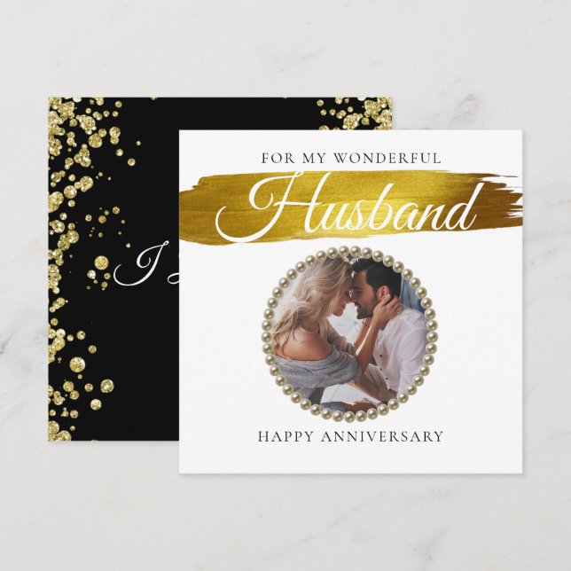 Photo Elegant Mari Mariage Anniversaire Carte (Devant / Derrière)