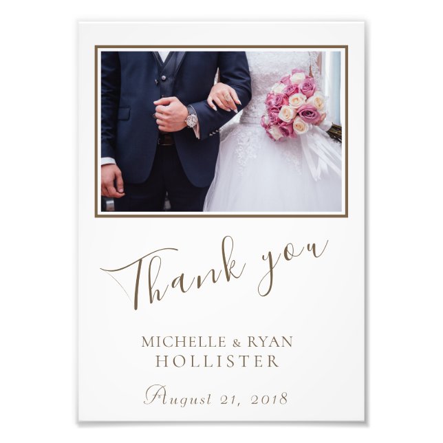 Photo Elegant Merci Mariage Photo Imprimer (Devant)