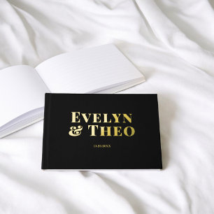 Photo Elegant Simple Black Mariage Livre d'invité