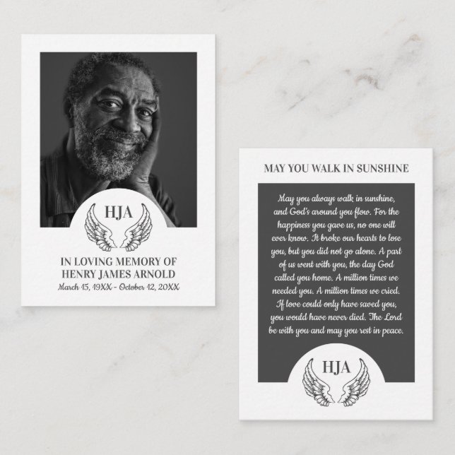 Photo Élégante, Anges, Carte de prière (Devant / Derrière)