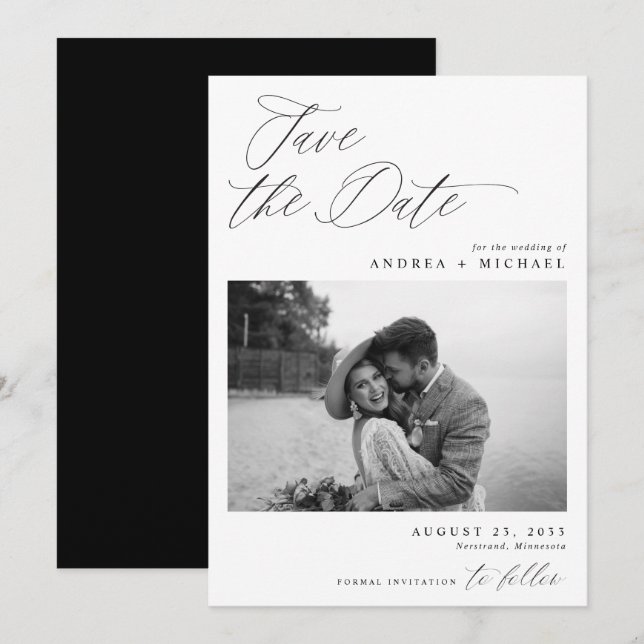 Photo élégante de la carte de dattes moderne Save  (Devant / Derrière)