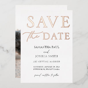 Photo élégante Enregistrer la date Foil Invitation