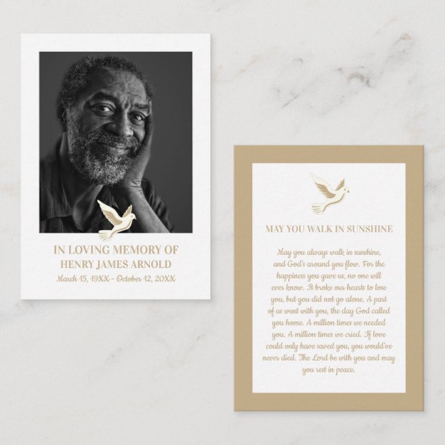 Photo Élégante, Sainte colombe, Carte de prière (Devant / Derrière)