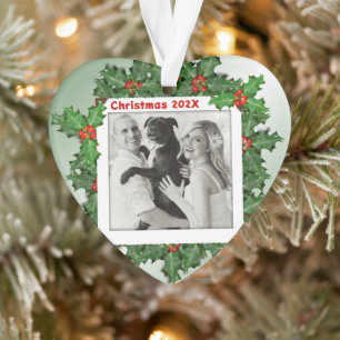 Photo en forme de coeur Premier Noël Feuilles sain