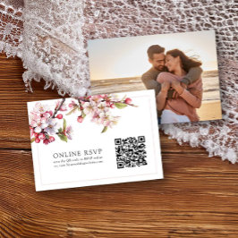 Photo en ligne RSVP QR Code Cherry Blossom Mariage