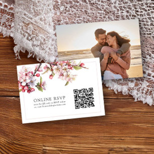 Photo en ligne RSVP QR Code Cherry Blossom Mariage