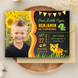 Photo Enfants Tigre mignonne Invitation fête d'ann