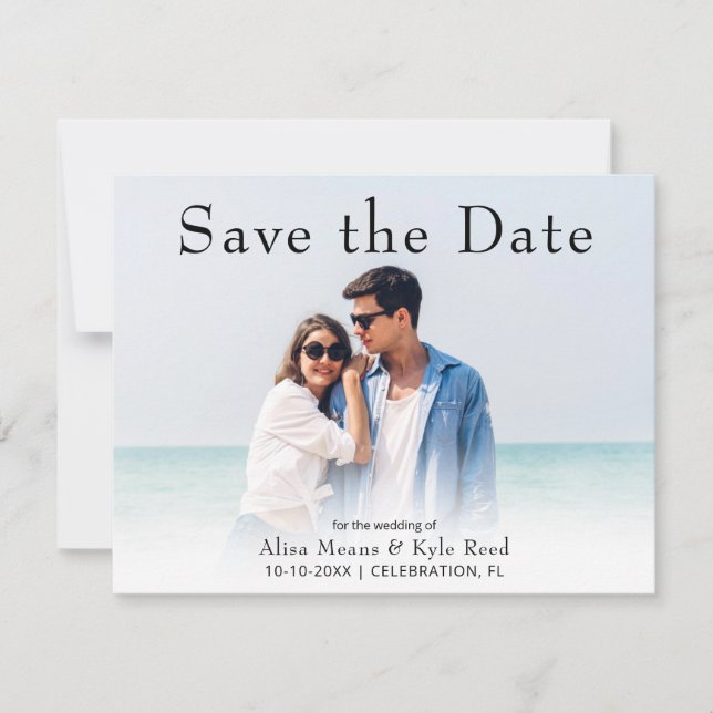 Photo Enregistrer la date Carte Mariage moderne (Devant)