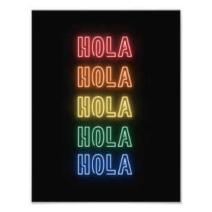 Photo Enseigne au néon de style Hola avec impression arc
