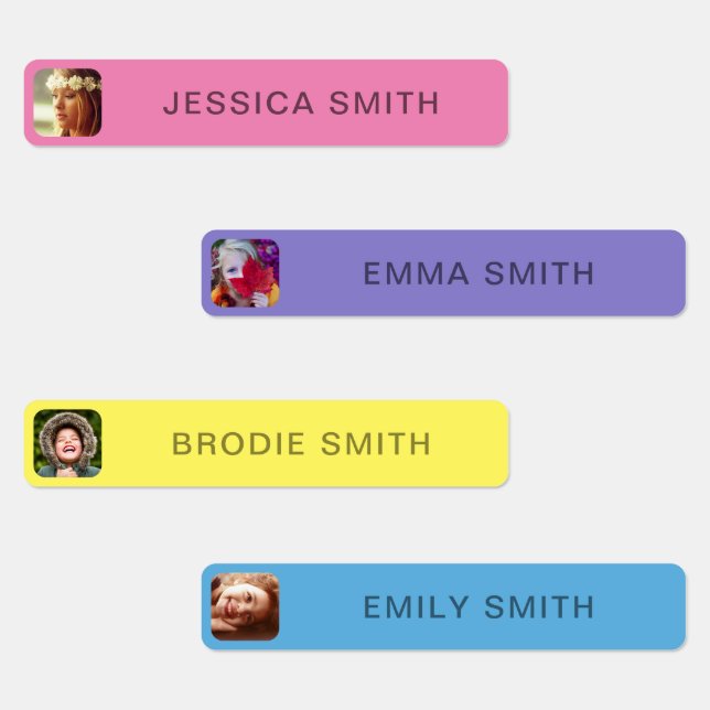 Photo et nom Sticker Étiquette Modèle (Groupe)