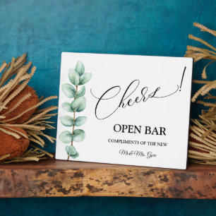 Photo Eucalyptus Open Bar signe mariage Tabletop Plaque