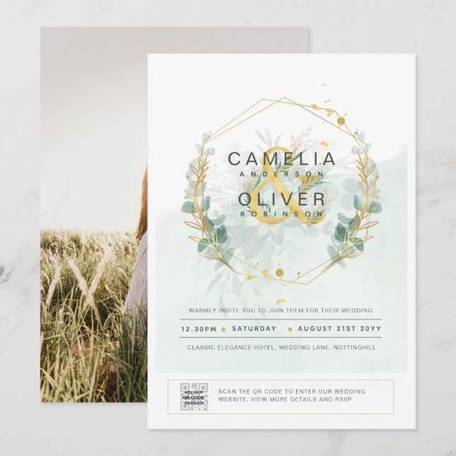 PHOTO Faire-part de mariage QR CODE (Devant / Derrière)