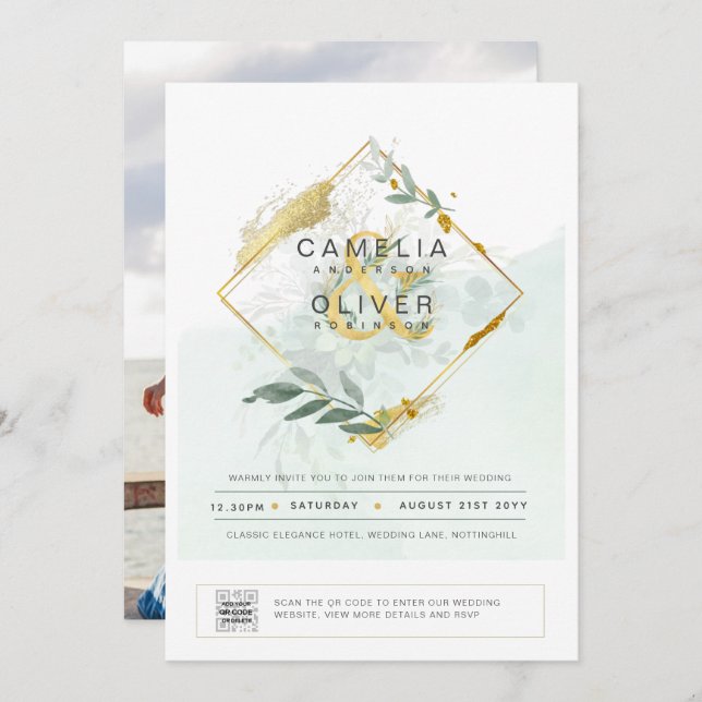 PHOTO Faire-part de mariage QR CODE (Devant / Derrière)