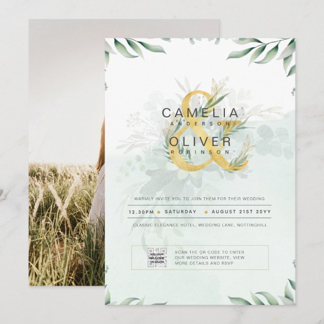 PHOTO Faire-part de mariage QR CODE (Devant / Derrière)