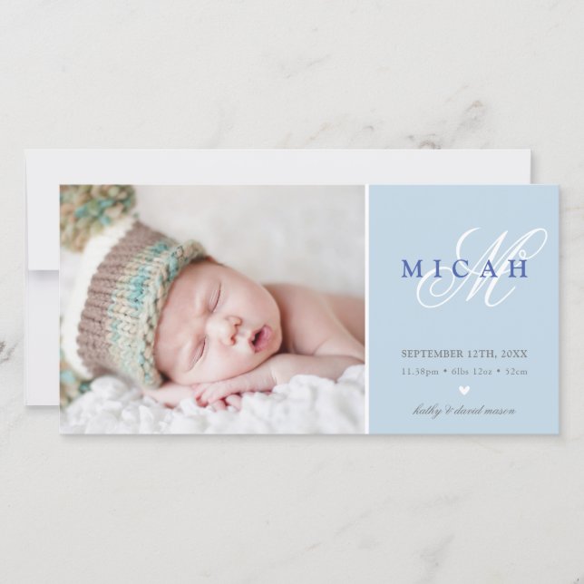 PHOTO FAIRE-PART DE NAISSANCE bébé doux garçon ble (Devant)