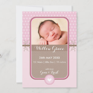 PHOTO FAIRE-PART DE NAISSANCE poka point rose