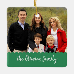 Photo Family Name Double Sided Christmas Picture Keramikornament