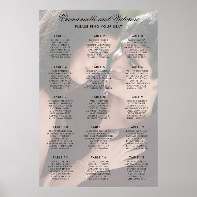 Photo Faux Vellum Élégant tableau de mariage (Devant)