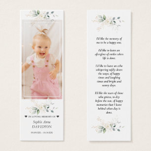 Photo Fille Rose Memorial Funeral Poem Signet