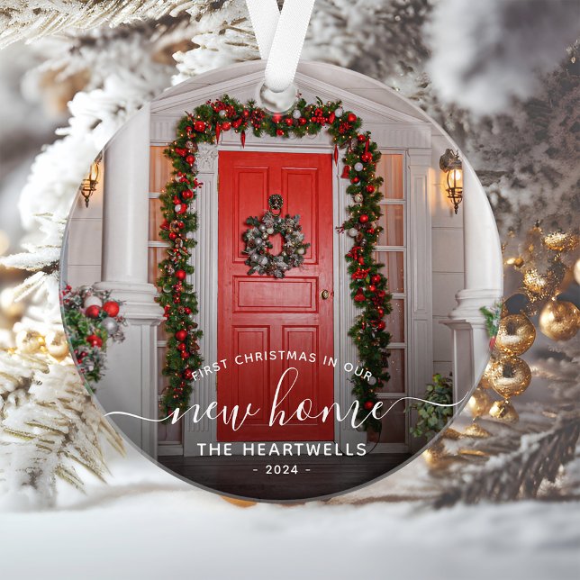 Photo First Christmas Nouveau Home White Script (Créateur téléchargé)