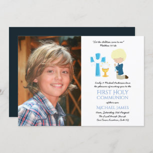 PHOTO First Holy Communion Invitations BLONDE BOY