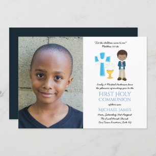 PHOTO First Holy Communion Invitations Ethnic BOY