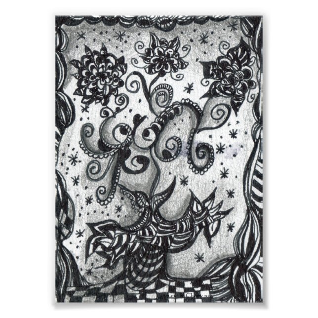 Photo Fleurs dans un vase Art inspiré Impression (Devant)