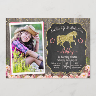 Photo Floral Parties scintillant Horse Invitation 