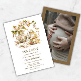 Photo Floral Tea Party Time for Tea Baby Shower  Einladung