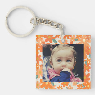 Photo florale personnalisée en gras orange