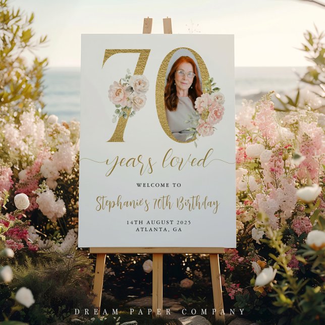 Photo florale rose pâle 70e Affiche de bienvenue d (Créateur téléchargé)