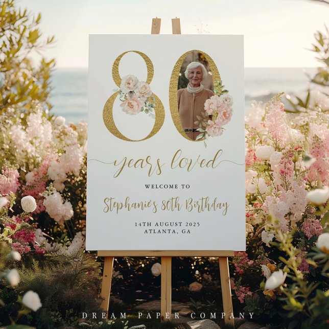 Photo florale rose pâle 80e Affiche de bienvenue d (Créateur téléchargé)