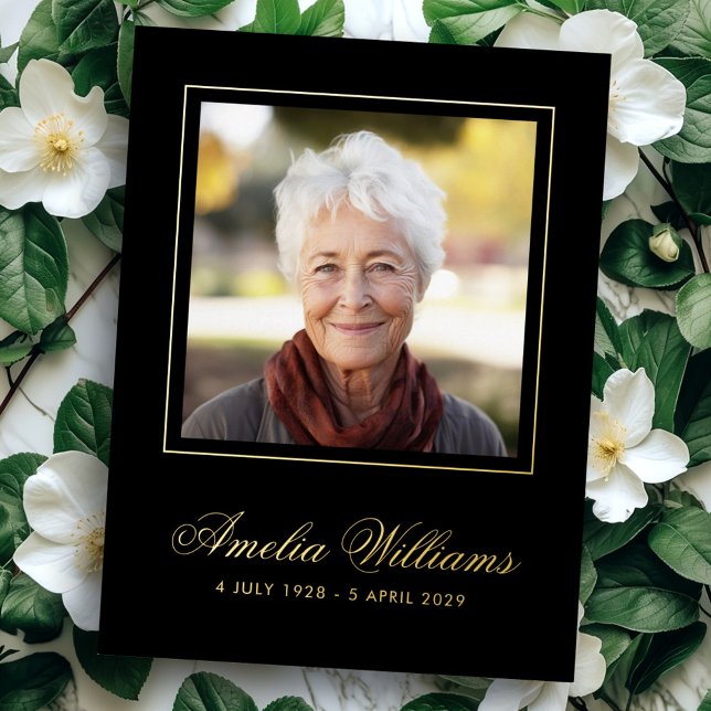 Photo foil border sympathy black thank you card folie einladungspostkarte (Photo foil border sympathy black thank you card)