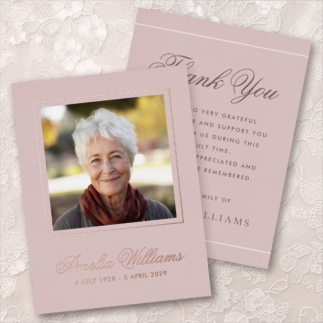 Photo foil dusty rose sympathy thank you card folie einladungspostkarte (Photo foil dusty rose sympathy thank you card)