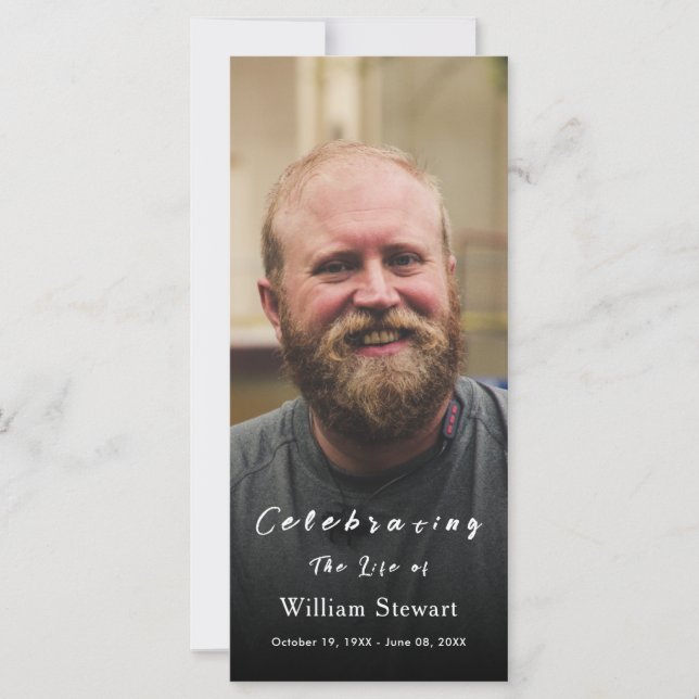 Photo funéraire moderne | Carte de prière commémor (Devant)