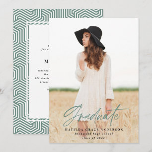 Photo géométrique sauge vert graduation invitation