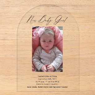 Photo Girl Faire-part de naissance Acrylique Carte