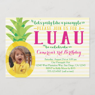 Photo Girl Luau Anniaphe Invitation d'anniversaire